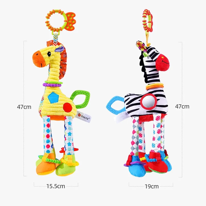 Soft Giraffe Zebra Animal Handbells Rattles Plush