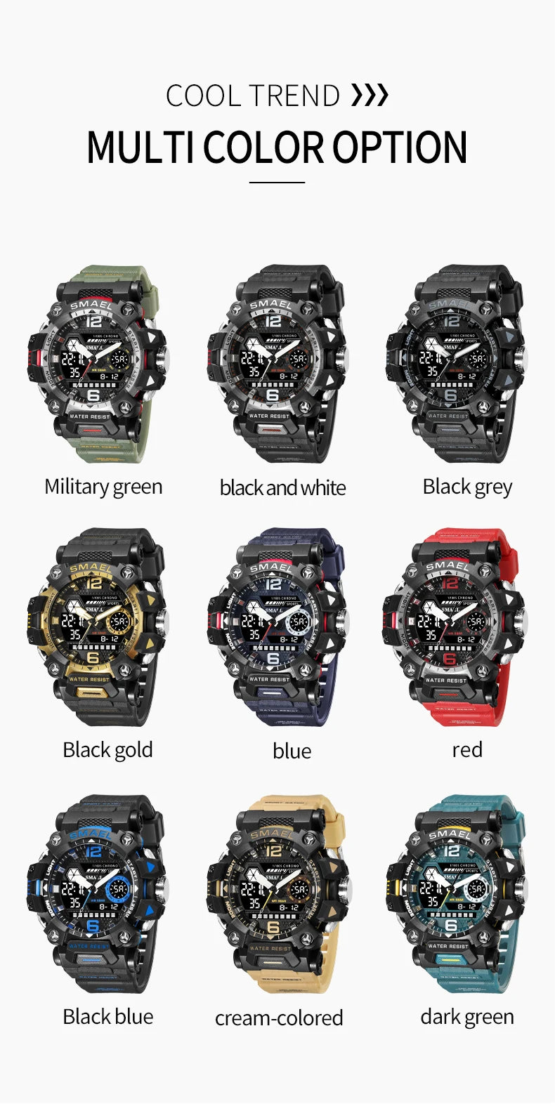 SMAEL 8072 Men's Dual Display Military Sports Watch