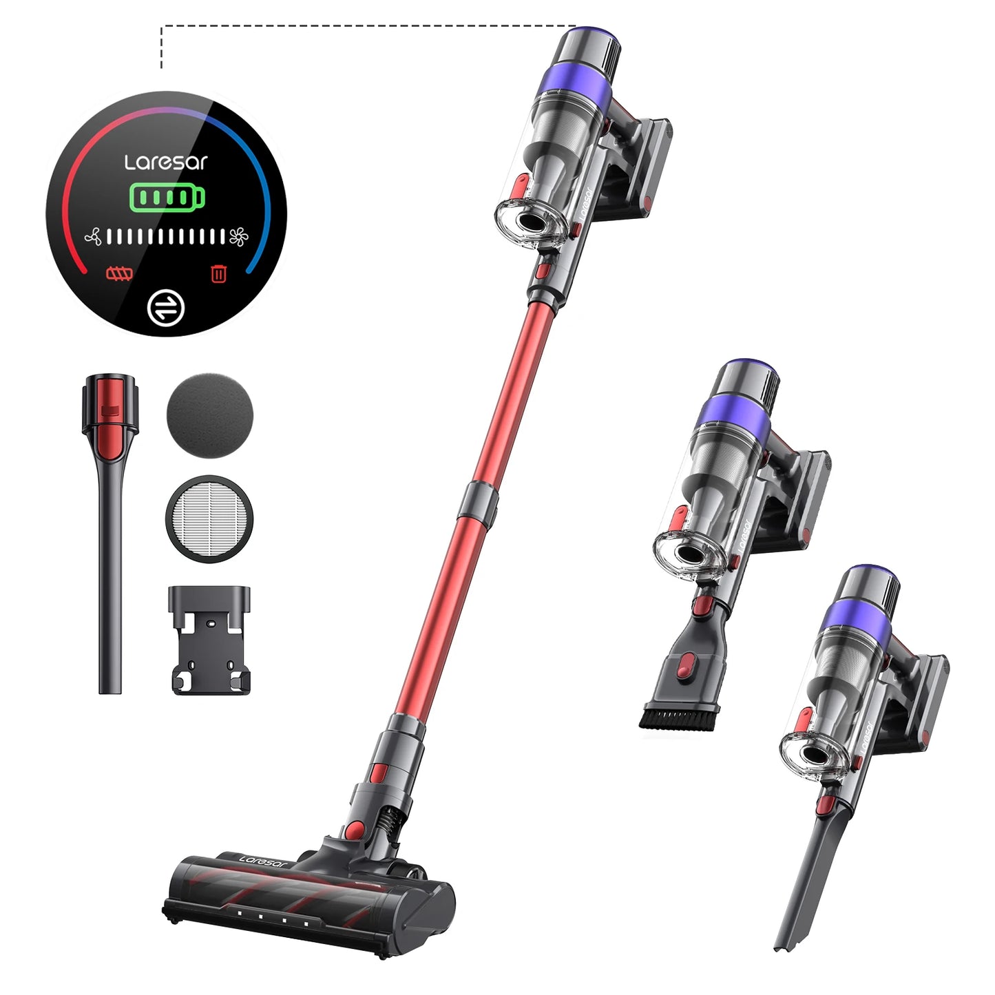 Laresar V8 500W 48kpa domestic wireless cordless vacuum cleaner 1.5L removable battery dust cup