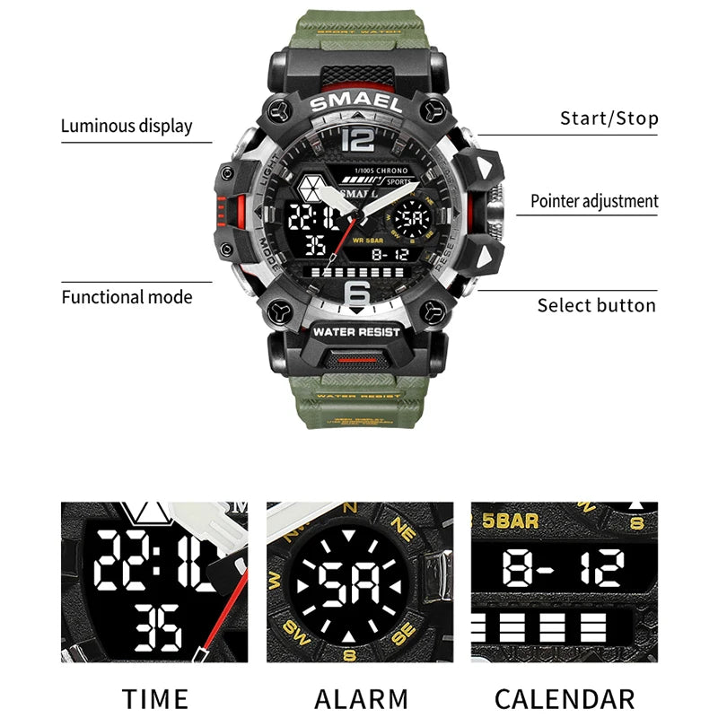 SMAEL 8072 Men's Dual Display Military Sports Watch