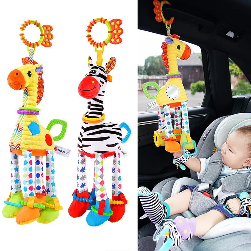 Soft Giraffe Zebra Animal Handbells Rattles Plush