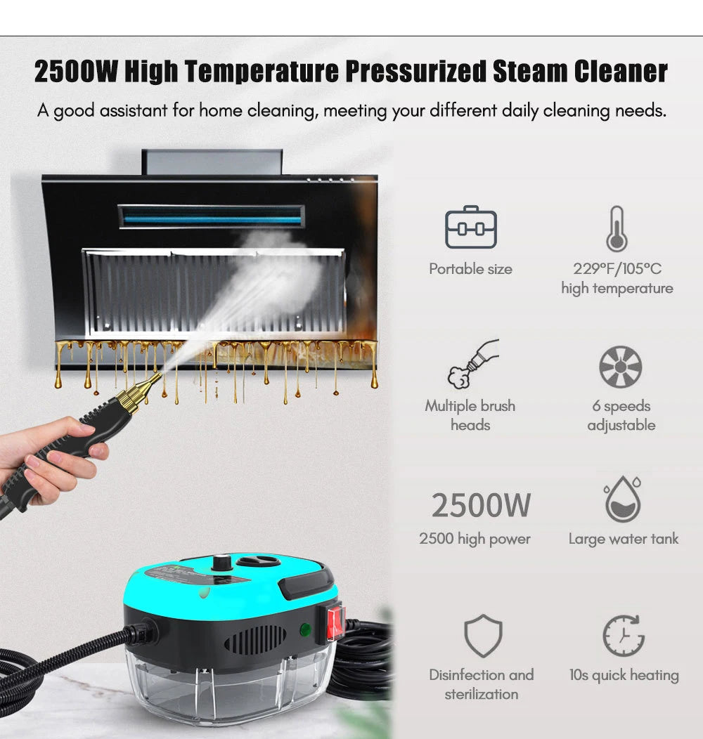 110V/220V High-Pressure & Temperature Handheld Steam Cleaner - Multi-Purpose Jet Washer