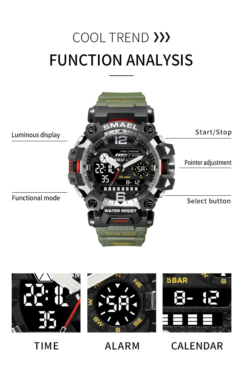 SMAEL 8072 Men's Dual Display Military Sports Watch