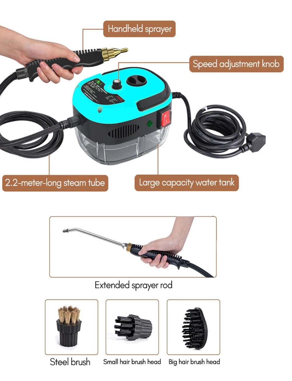 110V/220V High-Pressure & Temperature Handheld Steam Cleaner - Multi-Purpose Jet Washer