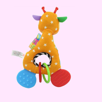 Baby animal hand-held rattle bite glue can bite newborn grasp training soothing plush toy