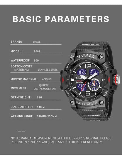 SMAEL 8007 Military Sports Waterproof Watch for Men